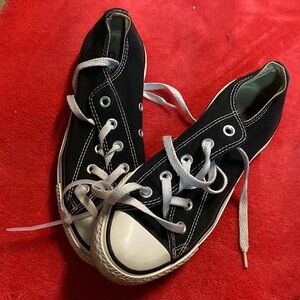 Classic Black Converse Low-Top Sneakers with White Toe